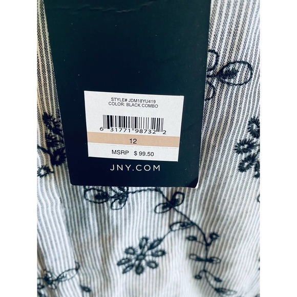 JONES Monochromatic Floral Hi-Low Dress Bell Sleeve Gray Black Size 12 NWT - Picture 7 of 11